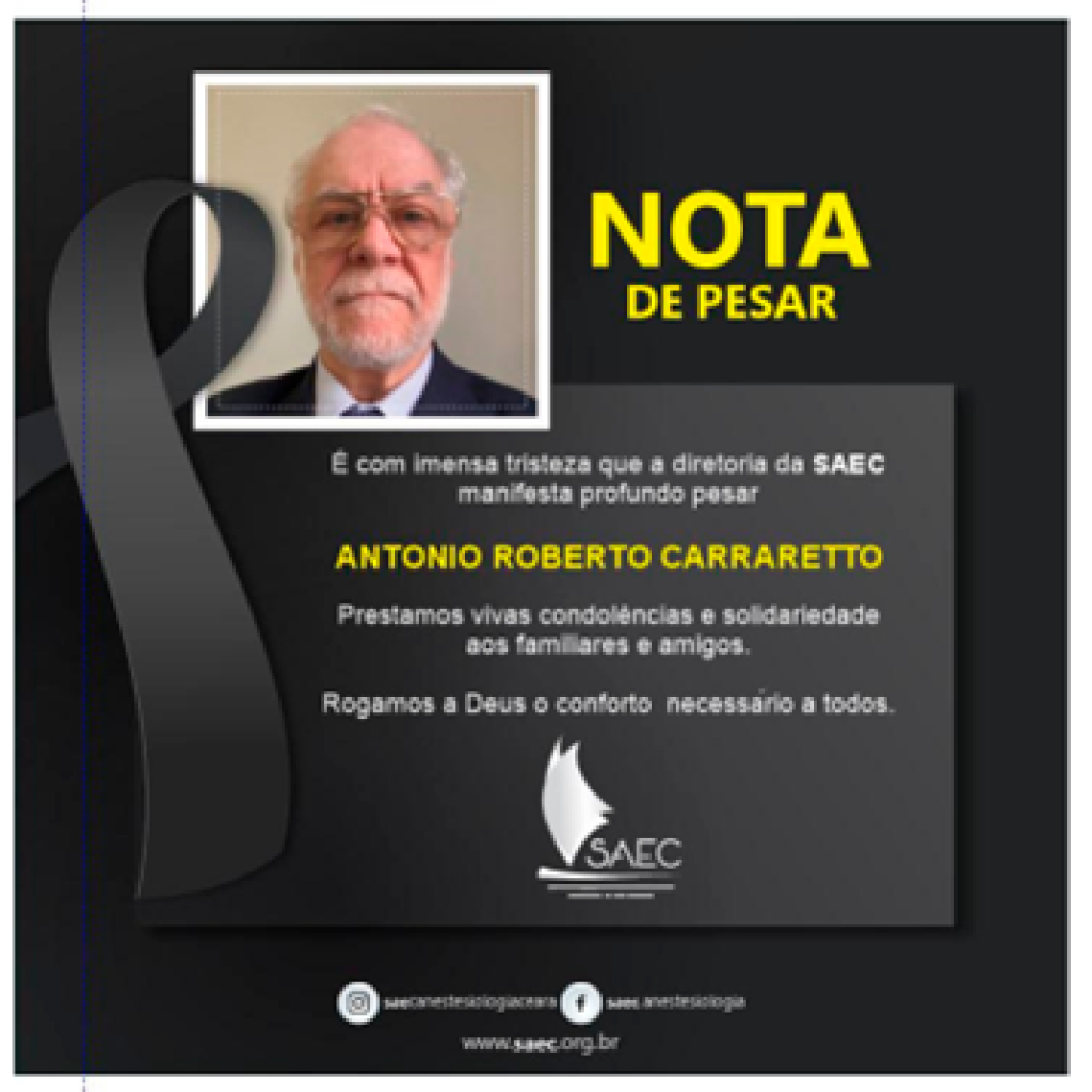 Nota de pesar Antônio Roberto Carraretto